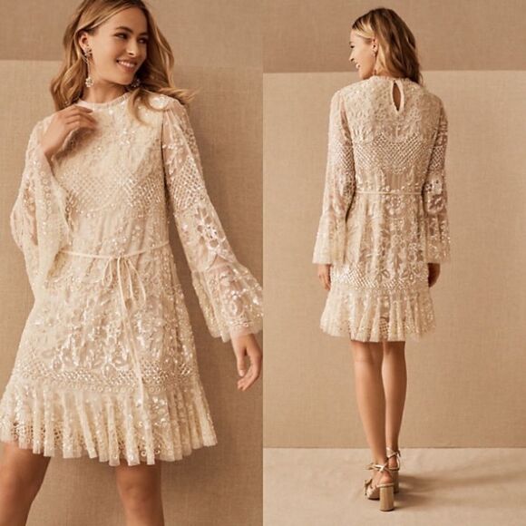 BHLDN Needle & Thread Snowdrop Mini Dress - Picture 1 of 13